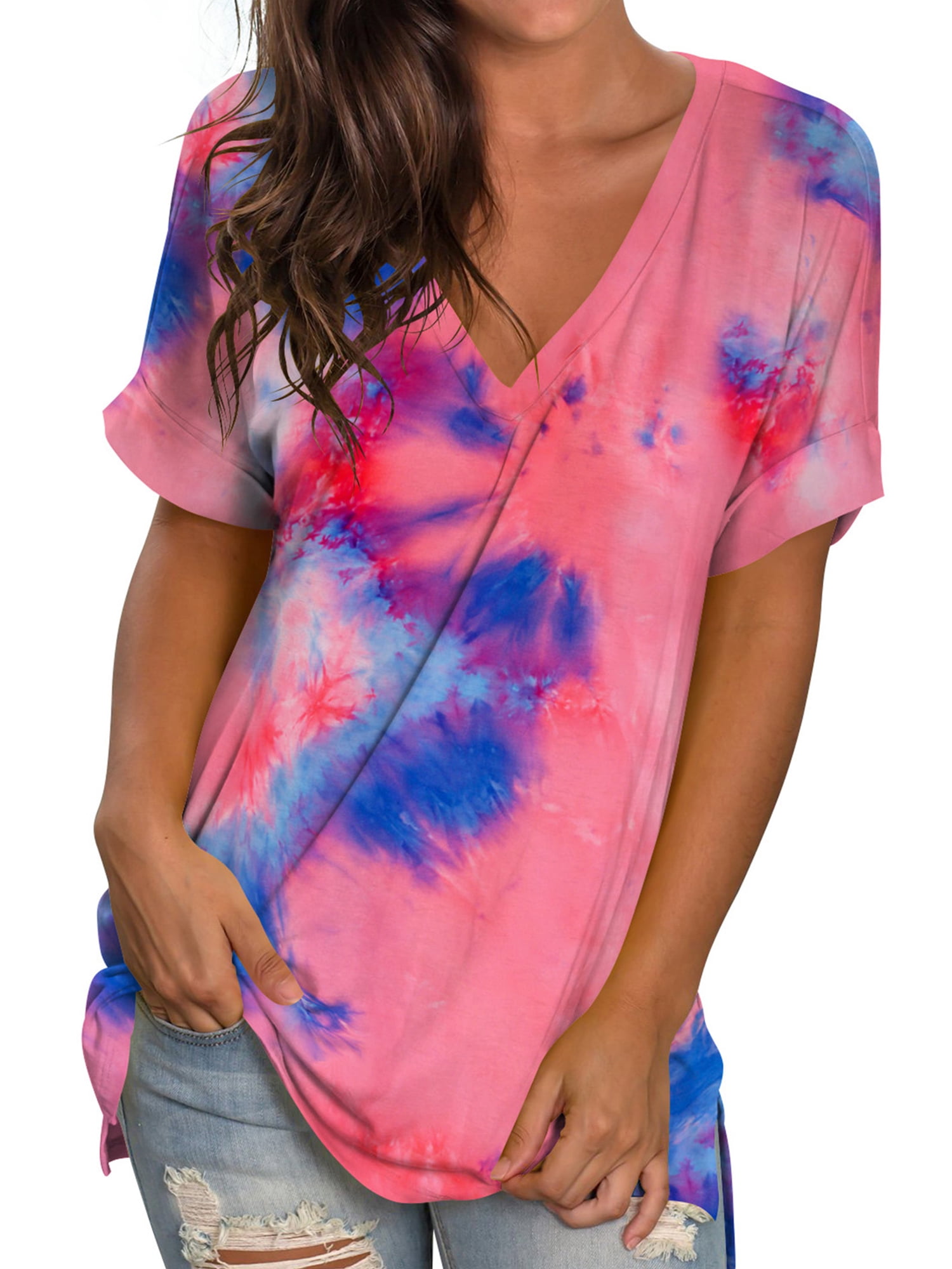 Spring And Summer New Pullover Loose Tie-dye Print T-shirt Top main image 1