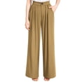 thumbnail image 1 of Liher Women Wide Leg Pants Business Work Trousers Loose Fit Straight Leg Pant Casual Pleate Palazzo Pants Khaki Bell Bottoms with Pocket Clothes Size M, 1 of 5