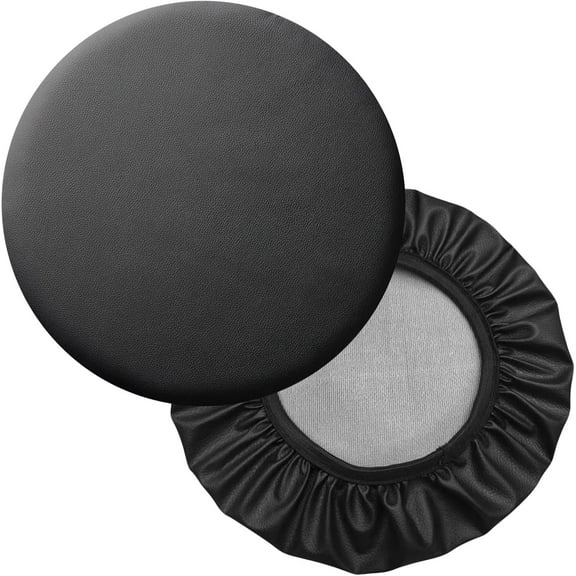 Liho Bar Stool Covers 2 Pack, Waterproof Round Chair Seat Covers for Salon Spa, 12 to 14 in Stretch Leather Swivel Stool Protector, Elastic Bar Chair Cushion Slipcover A605