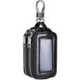 thumbnail image 1 of Liho Car Key Case with Double Zipper, Black Leather Key Holder, Transparent Window & Metal Hook, for Remote Key, Keep Essentials Organized Car Key Holder A605, 1 of 5