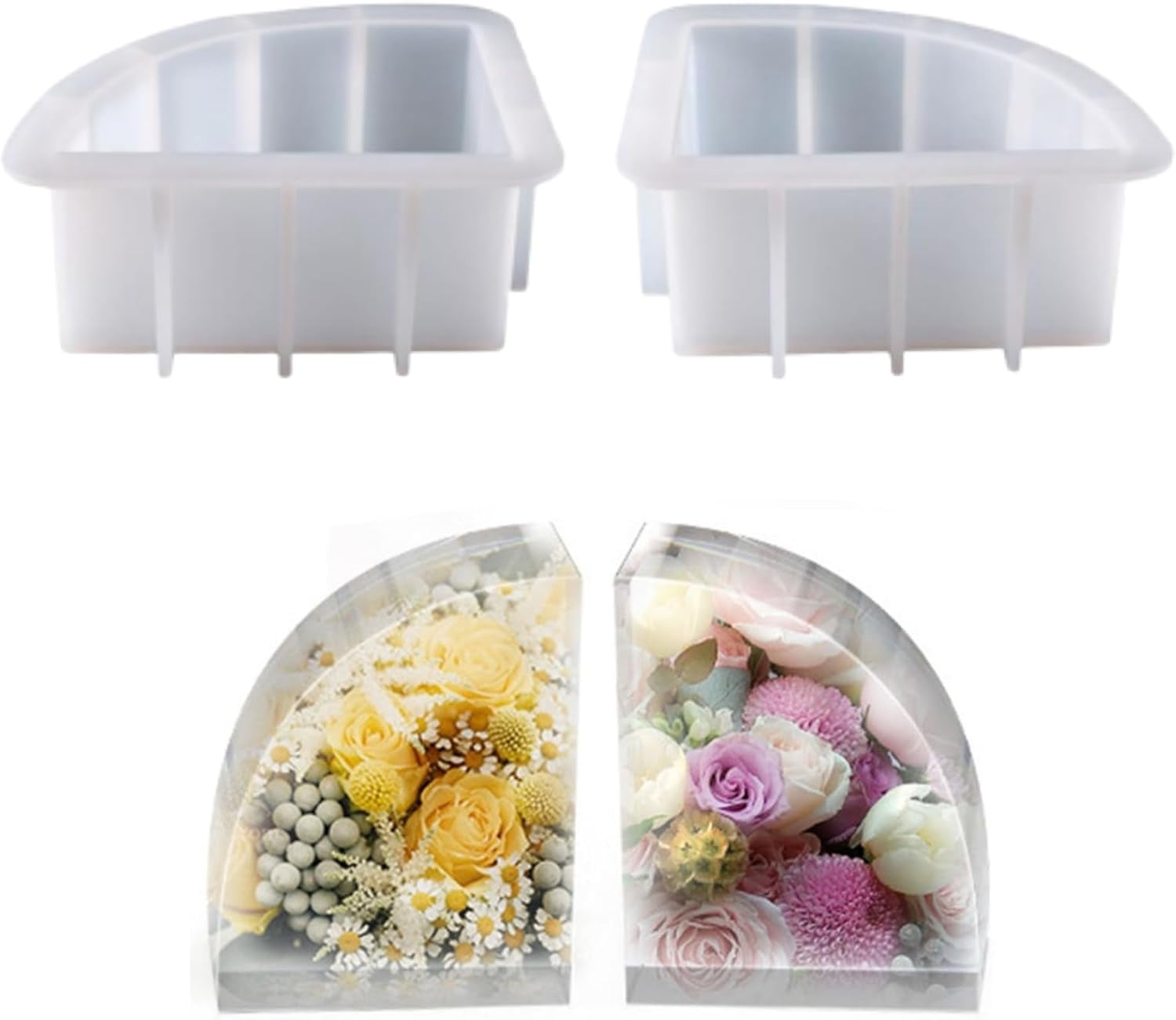 Liho Large Resin Molds,Bookend Resin Molds,Large Geode Book Organize Resin Molds Silicone,Crystal Epoxy Deep Resin Molds,Epoxy Resin Molds for Flowers Preservation,Bookends DIY(Sector) A605