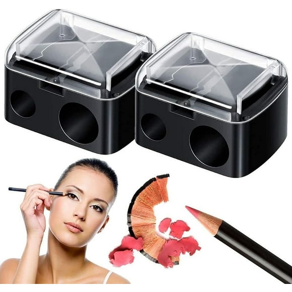 Liho Make Up Sharpener, Dual Holes Cosmetic Pencil Eyeliner Lip Pencil Sharpener, Eye Liner Eyebrow Trimmer with Cover 5Pcs A605