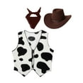thumbnail image 1 of LiiYii 3Pcs Kids Cowboy Outfit Cowgirl Cow Printed Vest with Bandanna And Hat Set Coffee 16, 1 of 4