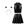 thumbnail image 1 of LiiYii Alien Outfit for Girls Shiny Metallic Dress Alien Sleeveless Tank Top with Short Skirts Set Black 12, 1 of 7