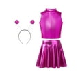 thumbnail image 1 of LiiYii Alien Outfit for Girls Shiny Metallic Dress Alien Sleeveless Tank Top with Short Skirts Set Rose Red 10, 1 of 7
