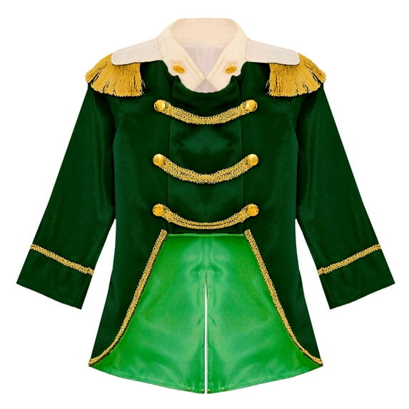 LiiYii Baby Boys Medieval Royal Prince Tailcoat Jacket Tassel Long Sleeve Vintage Tuxedo Coat Green 4T