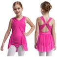 thumbnail image 1 of LiiYii Big Girls Ballet Lyrical Dance Outfits Rhinestones Cutout Back Skirted Leotard Figure Skating Dress Hot Pink 6, 1 of 7