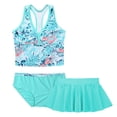 thumbnail image 1 of LiiYii Big Girls Floral 3 Pcs Tankini Sets Racer Swim Tank Top Brief with Swimskirts Bathing Suits Mint Green 8, 1 of 7