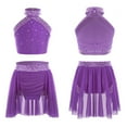 thumbnail image 1 of LiiYii Big Girls Two-Pieces Dance Set Lyrical Ballet Dancewear Jazz Latin Ballroom Performance Costume Purple 10, 1 of 6
