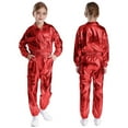 thumbnail image 1 of LiiYii Boys Girls Metallic Jazz Hip-Hop Dance Clothes Jacket with Pants Set Dance Show Costume Streetwear Red 10, 1 of 6
