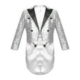 thumbnail image 1 of LiiYii Boys Sequins Blazer Tuxedo Kids Suit Jacket Lapel Dress Coat Tailcoat Wedding Proms Party Outerwear Silver 12, 1 of 6