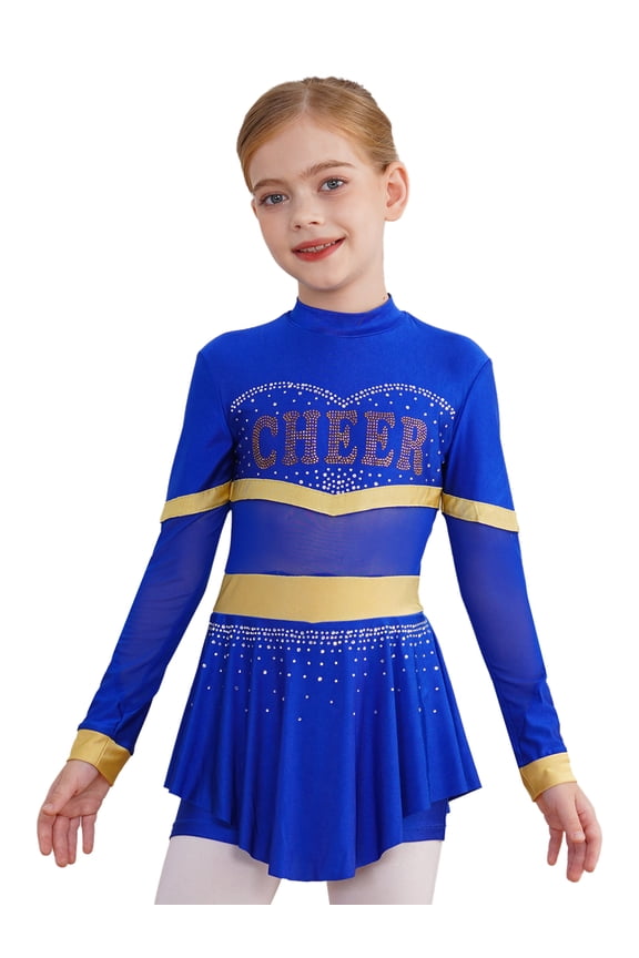 Cheerleading Outfit Girls Cheer Leader Uniform Dance Dress with Built-in Underwear Royal 16