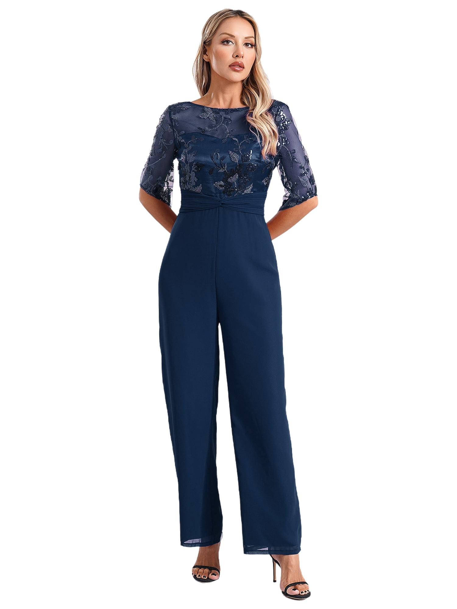 Navy Lace Long Romper Tie Strap Lace Romper – Melrose In The OC