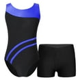 thumbnail image 1 of LiiYii Girls 2 Piece Gymnastics Dance Leotard Shorts Outfits Tumbling Unitard Sleeveless Sport Royal Blue&Black 10, 1 of 5