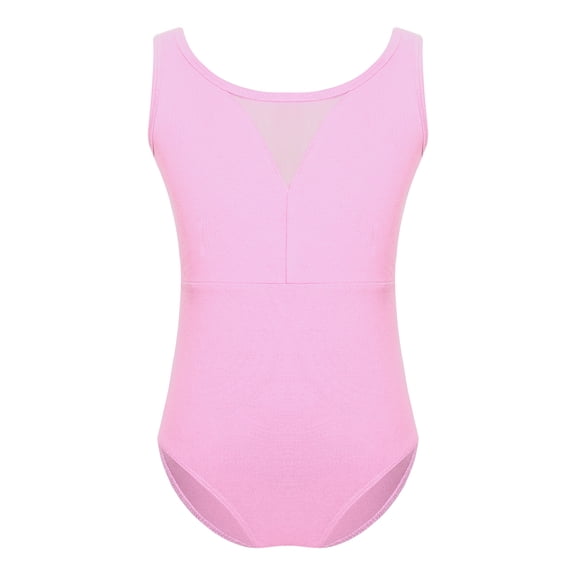 LiiYii Girls Basic Cotton Leotard Gymnastics Ballet Dance Unitard Workout Gym Yoga Bodysuit Dancewear Pink 150