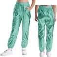 thumbnail image 1 of LiiYii Girls Boys Jazz Stage Performance Costume Shiny Hip Hop Street Dance Harem Pants Metallic Leggings Light Green 12, 1 of 6