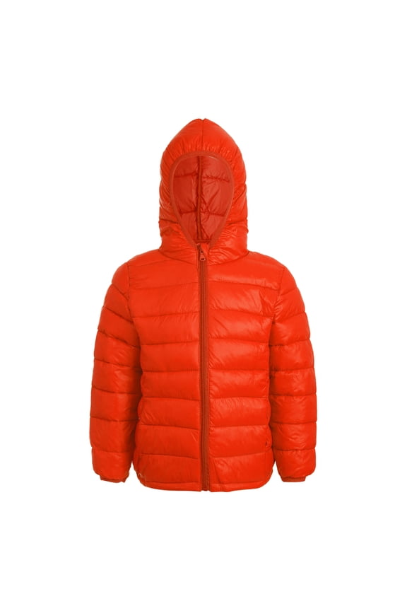 Girls Boys Winter Jacket Coats Packable Down Puffer Jacket Water Resistant Bubble Puffer Orange 110