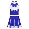 thumbnail image 1 of LiiYii Girls Cheerleading Stage Outfit Sleeveless Zippered Tops with Pleated Skirt Set for School Party Blue&White 8, 1 of 7