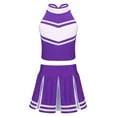 thumbnail image 1 of LiiYii Girls Cheerleading Stage Outfit Sleeveless Zippered Tops with Pleated Skirt Set for School Party Purple 12, 1 of 5