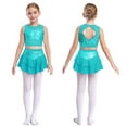 thumbnail image 1 of LiiYii Girls' Jazz Latin Lyrical Dance Costume Contemporary Ballet Dance Dresses Sequined Dance Outfit Set Blue Green 10, 1 of 6
