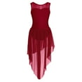thumbnail image 1 of LiiYii Girls Lyrical Dance Dress Sleeveless High-Low Hem Tulle Skirt Leotard for Ballet Modern Burgundy 6, 1 of 7