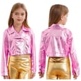thumbnail image 1 of LiiYii Girls Metallic Jacket Kids Motorcycle Biker Coat Long Sleeve Modern Hip Hop Jazz Dance Tops Outwear Pink 16, 1 of 4