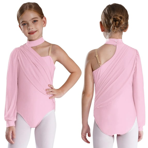 LiiYii Girls One Piece Dance Gymnastics Tank Unitard Ballet Leotards Performance Athletic Dancing Outfit Pink 6