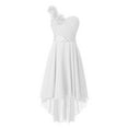 thumbnail image 1 of LiiYii Girls' One Shoulder Wedding Dress Ruched High Low Flower Girl Dress Pageant Party Dress Formal White 10, 1 of 5