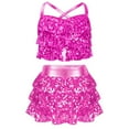 thumbnail image 1 of LiiYii Girls Sequins Dance Outfit Set 2 Piece Sparkly Crop Top with Skirt Jazz Latin Ballroom Dancewear Hot Pink 10, 1 of 7
