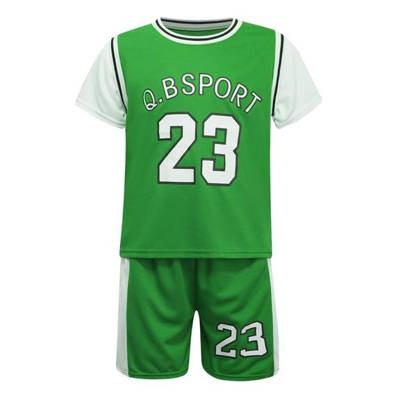LiiYii Kids Basketball Uniform Team Practice Jersey Boys Athletic Tank Tops Number Vest and Mesh Green 150