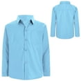 thumbnail image 1 of LiiYii Kids Boys Long Sleeve Button Down Dress Shirt Formal Uniform Turn Down Collar Tops Solid Color Blouse Light Blue 7-8, 1 of 5