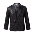 thumbnail image 1 of LiiYii Kids Boys Shiny Sequins Wedding Evening Suit Blazer Notch Lapel One Button Performance Party Black 10, 1 of 6