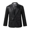 thumbnail image 1 of LiiYii Kids Boys Shiny Sequins Wedding Evening Suit Blazer Notch Lapel One Button Performance Party Black 16, 1 of 6