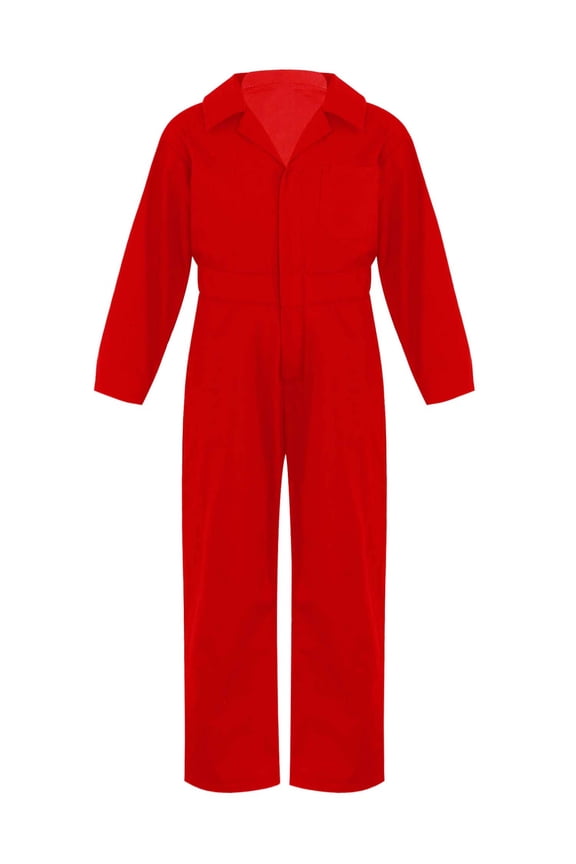 Kids Boys Spring Fall Cotton Overalls Long Sleeve Twill Coveralls Boiler Suit Cosplay Costume Red 10