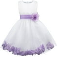 thumbnail image 1 of LiiYii Kids Flower Girls Dress Petals Tulle Dress with Bow Tie Sash Formal Bridesmaid Wedding Formal Lavender 4, 1 of 4