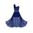 thumbnail image 1 of LiiYii Junior Bridesmaid Dress Kids Girls One Shoulder Sequins Dress Wedding Prom Dance Party Romper Gown Navy Blue 8, 1 of 7