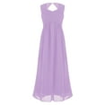 thumbnail image 1 of LiiYii Kids Flower Girls Sleeveless Wedding Party Long Lace Dress Bridesmaid Birthday Chiffon A Line Lavender 8, 1 of 5