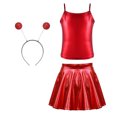 thumbnail image 1 of LiiYii Kids Girls Alien Dance Outfit Feeler Headband Metallic Top Pleated Skater Skirt for Party Red 10, 1 of 5