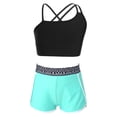 thumbnail image 1 of LiiYii Kids Girls Ballet Jazz Dance Costume Crop Top with Shorts Pantskirt 2 Piece Gymnastic Outfit Geometric Black 6, 1 of 5