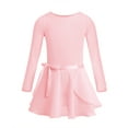 thumbnail image 1 of LiiYii Kids Girls Basic Ballet Dance Combo Dress Long Sleeve Gymnastics Leotard with Wrap Skirts Pearl Pink L, 1 of 7