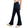 thumbnail image 1 of LiiYii Kids Girls Casual Elastic High Waist Flare Pants Stretchy Bootcut Trousers Bell Bottoms Dark Navy 130, 1 of 5