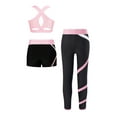 thumbnail image 1 of LiiYii Kids Girls Dance Sports Outfit Crop Top with Booty Shorts and Leggings 3Pcs Gym Clothes Set Pink 10, 1 of 6