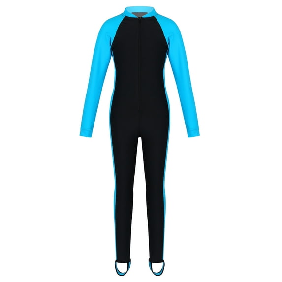 LiiYii Kids Girls Floral Long Sleeve Full Length Rashguard Shirts UPF 50+ Swimsuit Wetsuit Surfing Outfit Lake Blue 6
