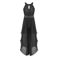 thumbnail image 1 of LiiYii Kids Girls Halter Sleeveless Romper Gowns Wedding Junior Bridesmaid Dress Flower Girl Dress Black 12, 1 of 5