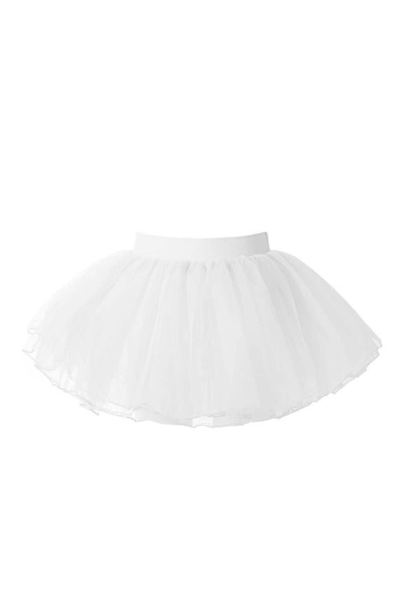 Kids Girls Mesh Dance Tutu Skirt 4 Layered Tulle Ballet Dance Skirt Dress Up Princess Birthday White XL