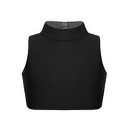 LiiYii Kids Girls Mock Neck Basic Sleeveless Dance Crop Top Criss Cross Back Tank Vest Tops Jazz Latin Dance Sports Bra Black 12