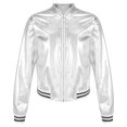 thumbnail image 1 of LiiYii Kids Girls Shiny Hip Hop Jazz Dance Jacket Coat Stand Collar Long Sleeve Zipper Outerwear Coat Silver 10, 1 of 8