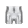 thumbnail image 1 of LiiYii Kids Girls Shiny Metallic Shorts Hot Pants Sparkly Dance Bottoms Athletic Gymnastic Tumbling Workout Boyshorts Silver 16, 1 of 7
