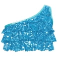 thumbnail image 1 of LiiYii Kids Girls Single Shoulder Sequins Vest Jazz Hip Hop Modern Latin Ballet Belly Dance Crop Top Light Blue 6, 1 of 5