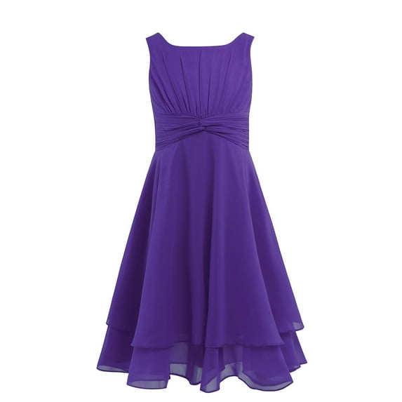 LiiYii Flower Girl Dress Kids Girls Sleeveless Wedding Evening Cocktail Party Dress Junior Bridesmaid Dress Purple 8